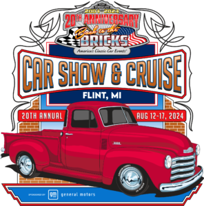 Vintage red pickup truck at the 20th Anniversary Bricker's Car Show & Cruise in Flint, MI.