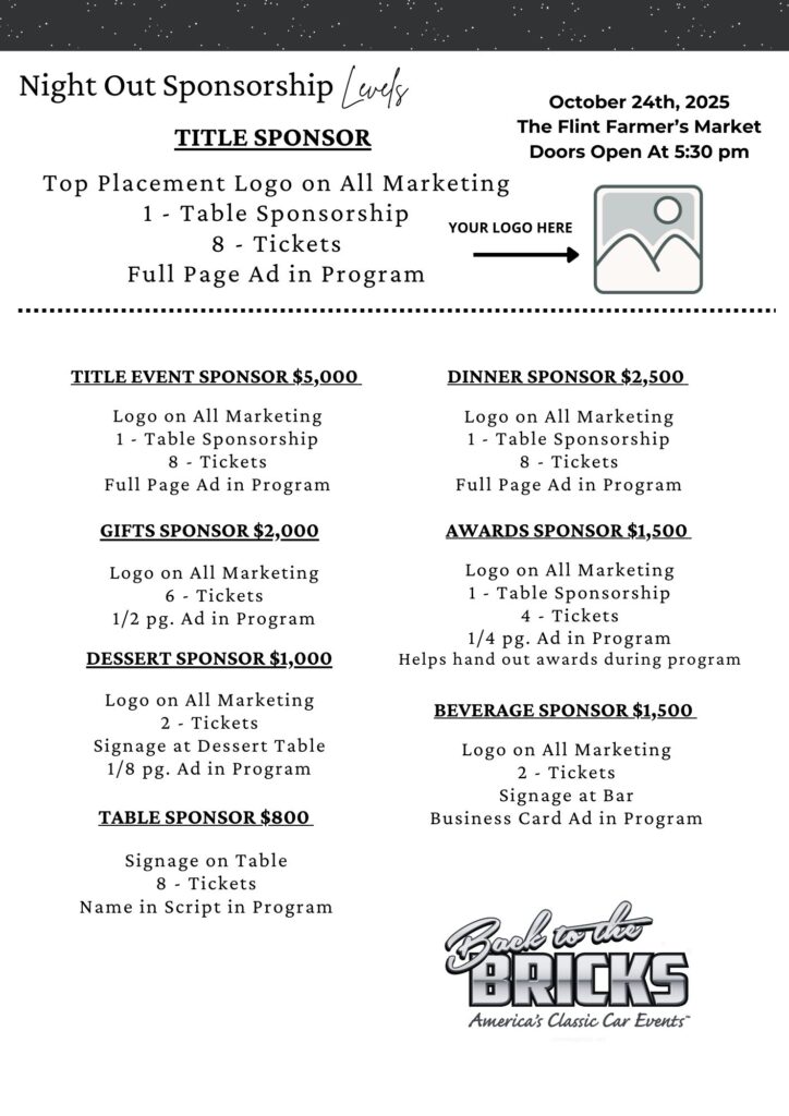 Top placement logos for all marketing and title sponsorship for the full page ad program.