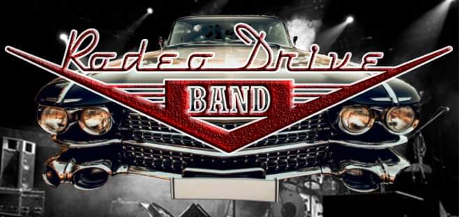 Classic car with "Rodeo Drive Band" logo.
