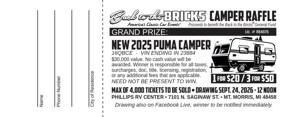 Camper raffle ticket for 2025 Puma Camper.