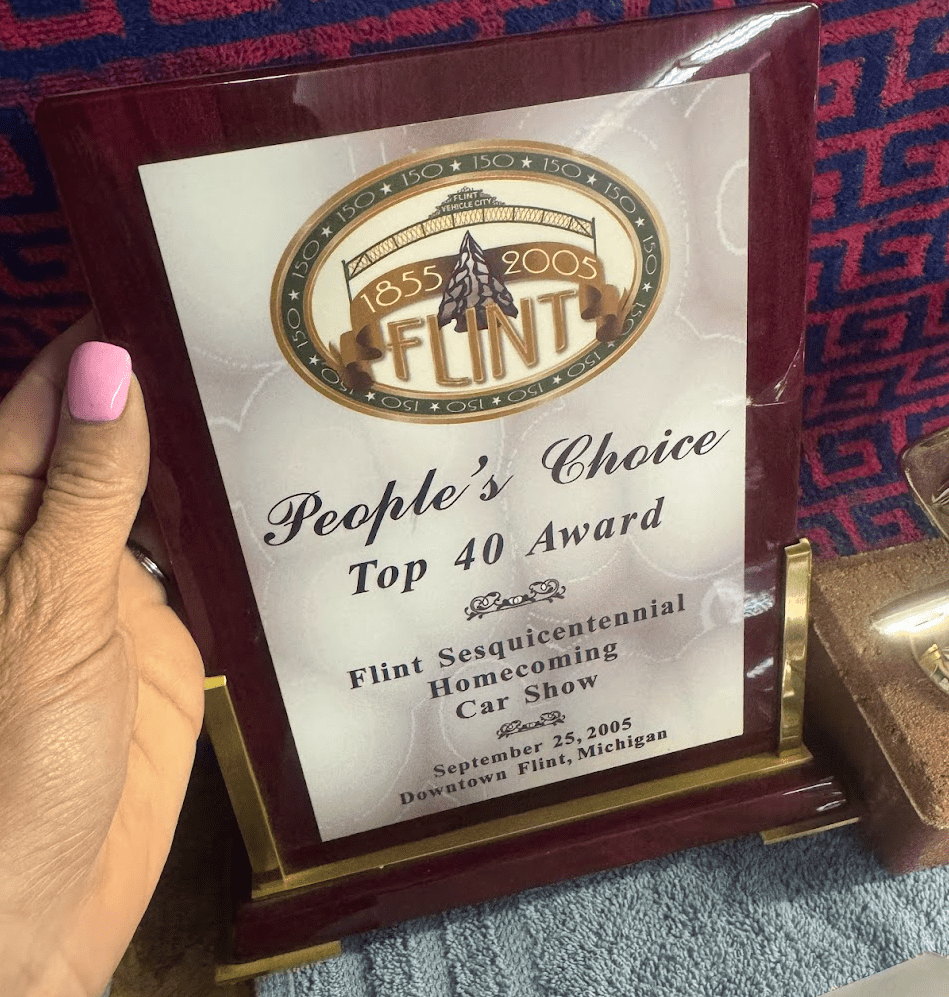 Plaque for Flint car show award.