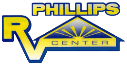 Phillips RV Center logo with sunburst design.