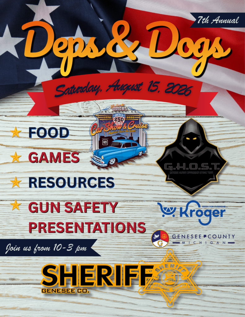 Deps and Dogs poster with American flag