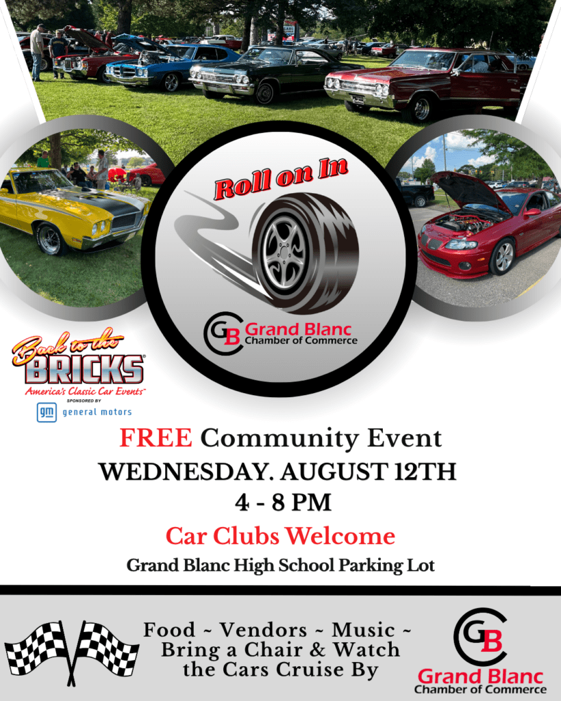 Classic cars at community car show poster