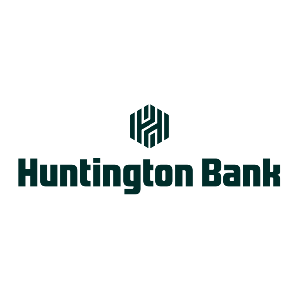 Huntington Bank logo with green hexagon emblem