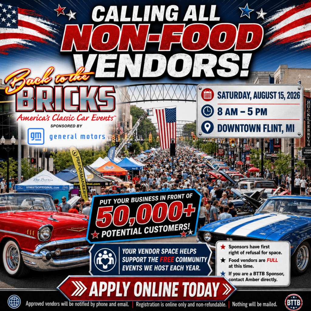 Back to the Bricks car show vendor poster