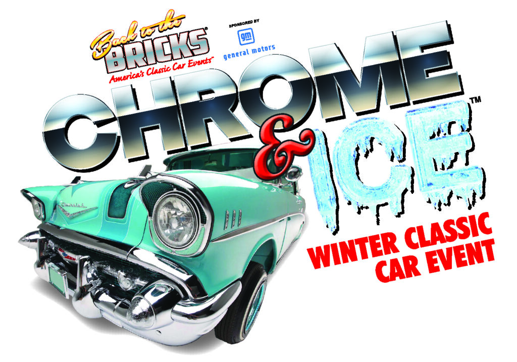 Classic car show featuring winter theme.