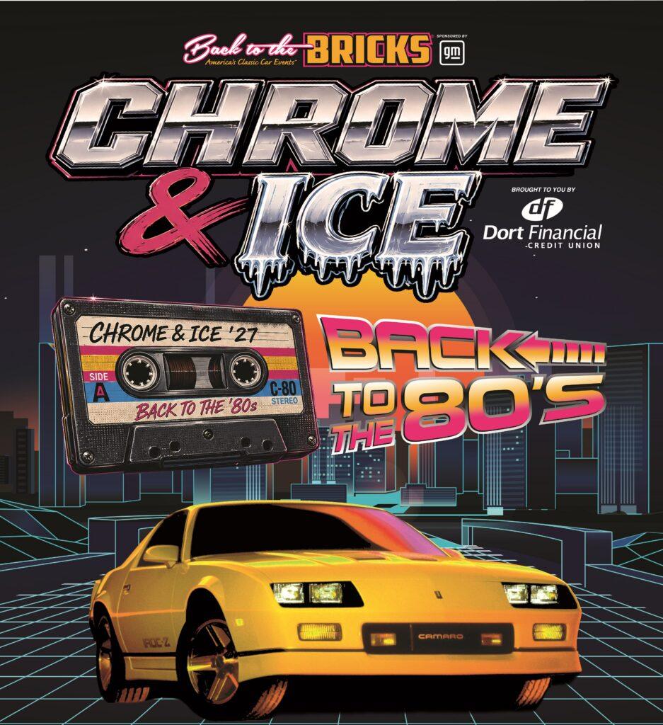 Retro-themed car event with cassette tape design.