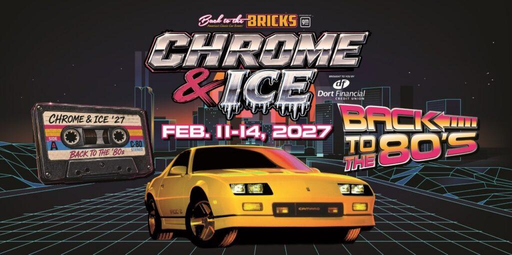 Retro car event poster with cassette tape.