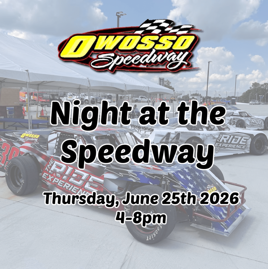 Race cars at Owosso Speedway event.